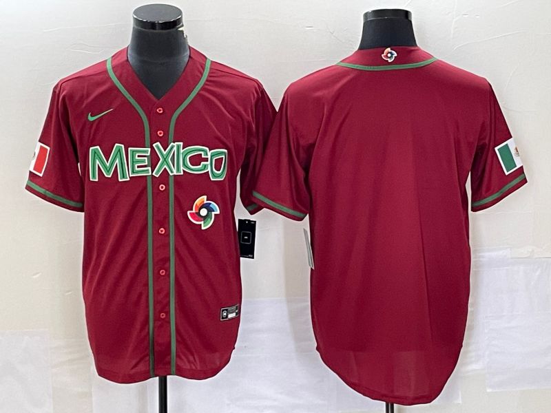 Men 2023 World Cub Mexico Blank Red Nike MLB Jersey17->more jerseys->MLB Jersey